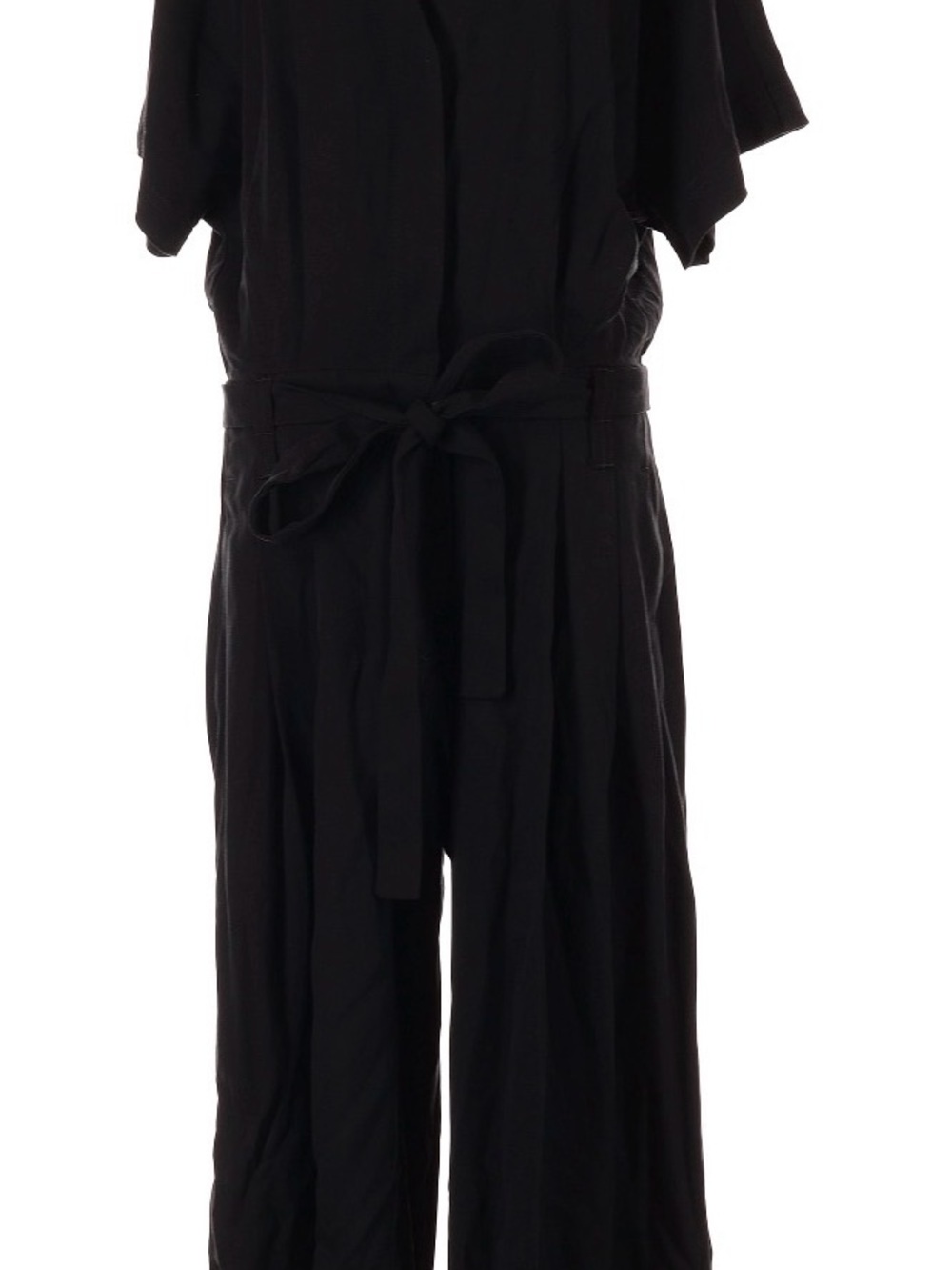 Massimo Dutti Black Wide-Leg Jumpsuit with Tie Waist
